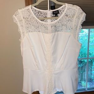 Lace White Peplum Blouse